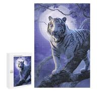 Puzzles pour Adultes White Tiger Moonlit Forest -5 Puzzle pour Adolescents Améliore La Mémoire Difficile Et Stimulant Idéal comme Cadeau 1000 PCS