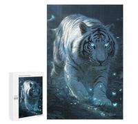 Puzzles pour Adultes White Tiger with Glowing Eyes Puzzle pour Adolescents Améliore La Mémoire Difficile Et Stimulant Idéal comme Cadeau 1000 PCS