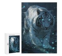 Puzzles pour Adultes White Tiger with Glowing Eyes Puzzles pour Adolescents : Améliorent La Mémoire. Chaque Pièce Est Unique - Jouets Et Jeux Éducatifs 300 PCS