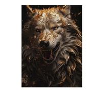 Puzzles pour Adultes White Wolf in Gold Puzzle pour Adultes - Jeu Manuel - Améliore La Mémoire - Cadeaux d'anniversaire Et Cadeaux Uniques 52x38cm/1000pcs