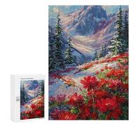 Puzzles pour Adultes Winter Mountain Flowers Landscape Puzzle pour Adolescents Améliore La Mémoire Difficile Et Stimulant Idéal comme Cadeau 300 PCS