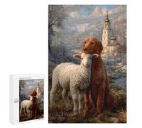 Puzzles pour Adultes Winter Scene with Lamb and Dog Puzzle pour Adolescents Améliore La Mémoire Difficile Et Stimulant Idéal comme Cadeau 1000 PCS
