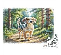 Puzzles pour Adultes Wire Fox Terrier pour la Décompression, Chien sur Un Chemin Forestier Jeu Éducatif Défi Décoration Murale 70x50cm/1000pcs