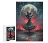 Puzzles pour Adultes Witch Skeleton Dancing Under Full Moon Puzzles pour Adultes - Jeux De Détente - Défi Difficile À Relever 1000 PCS