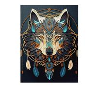 Puzzles pour Adultes Wolf Dreamcatcher Puzzle pour Adultes, Jouet, Décoration Murale, Cadeau d'anniversaire Amusant Et Humoristique, Cadeaux, 1000pcs(52x38cm)
