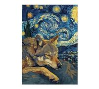 Puzzles pour Adultes Wolf Dreams Under Starry Night Sky Casse-têtes pour Adolescents, Jeux De Réflexion, Analyse Et Logique, Cadeaux pour Amis Et Famille 38x26cm/1000pcs