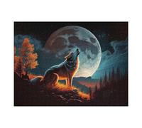 Puzzles pour Adultes Wolf Howling at Giant Moon Puzzles pour Adultes - Jeu Familial - Niveau De Difficulté : Difficile - Cadeaux pour Les Amis Et La Famille 52x38cm/1000pcs