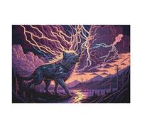 Puzzles pour Adultes Wolf Howling at Lightning Storm Jeu De Puzzle Et Casse-tête pour Adultes, Cadeau d'anniversaire Idéal 1000pcs(75x50cm)