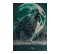Puzzles pour Adultes Wolf Howling at Moon Puzzles pour Adultes - Jeu Familial - Niveau De Difficulté : Difficile - Cadeaux pour Les Amis Et La Famille 38x26cm/1000pcs