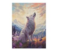 Puzzles pour Adultes Wolf Howling at Sunset Puzzle pour Adultes Jeux Relaxants Course De Vitesse Manuelle Cadeau d'anniversaire, Cadeaux, 52x38cm/1000pcs