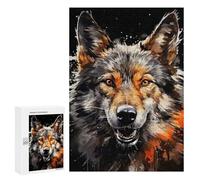 Puzzles pour Adultes Wolf Portrait with Splashes Puzzles pour Adultes - Jeux De Détente - Défi Difficile À Relever 300 PCS