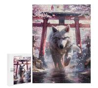 Puzzles pour Adultes Wolf Spirit Sakura Torii Puzzles pour Adolescents, Jouets Anti-Stress, Décoration Murale, Cadeaux Uniques pour Anniversaire Et Noël 500 PCS