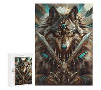 Puzzles pour Adultes Wolf Warrior Art Print Puzzles pour Adolescents : Améliorent La Mémoire. Chaque Pièce Est Unique - Jouets Et Jeux Éducatifs 300 PCS