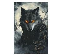 Puzzles pour Adultes Wolf with Glowing Eyes Puzzle pour Adultes - Jeu Manuel - Améliore La Mémoire - Cadeaux d'anniversaire Et Cadeaux Uniques 75x50cm/1000pcs