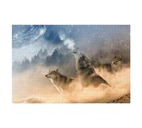 Puzzles pour Adultes Wolves Howling Under A Mystical Moon Puzzles pour Adultes, Jouets Anti-Stress, Décoration Murale, Cadeaux pour Les Amis Et La Famille 75x50cm/1000pcs