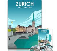 Puzzles pour Adultes Zurich Suisse Art Puzzles 1000 pièces pour Adultes Cadeaux, Jeux de Famille Cadeaux d'anniversaire Défi Haute Difficulté 75x50cm