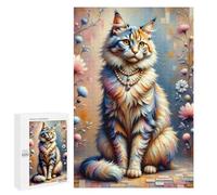 Puzzles Pour Adultes1000 PCS A Stylized, Realistically Detailed Image of A Fluffy Cat Sitting Upright, Wearing A Luxuri Puzzles Pour Adultes - Jeu De Réflexion, Analyse Et Logique - Cadeaux Anti-stres