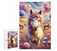 Puzzles Pour Adultes1000 PCS A Whimsical, Colorful Scene Features A Close-up of A Cute, Fluffy Horse with Curly Fur And Puzzle Pour Adultes - Jeu De Réflexion - Assemblage De Motifs - Idée Cadeau Uniq