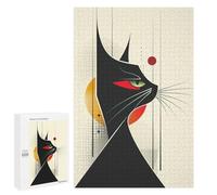 Puzzles pour Adultes1000 PCS Abstract Black Cat Vector Portrait with Red Eyes Puzzle pour Adultes : Un Jeu Manuel Amusant Et Anti-Stress, Idéal pour Se Détendre 1000 PCS