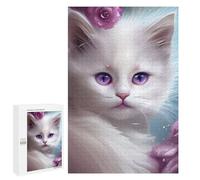 Puzzles pour Adultes1000 PCS Adorable White Cat Artwork Puzzles pour Adultes - Décoration Murale - Défi Difficile - Cadeaux Uniques d'anniversaire Et De Noël 1000 PCS