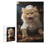 Puzzles pour Adultes1000 PCS Angry Chef Cat Cooking Puzzles pour Adultes : Jeux en Famille, Défi Difficile, Activités Amusantes À Faire À La Maison 1000 PCS