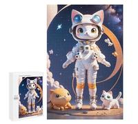Puzzles pour Adultes1000 PCS Astronaut Cat in Space Puzzle pour Adultes - Jeu De Réflexion - Assemblage De Motifs - Idée Cadeau Unique pour Un Anniversaire 1000 PCS