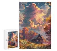Puzzles pour Adultes1000 PCS Autumnal Cabin in Fantasy Forest Puzzles pour Adolescents pour S'amuser en Famille Difficile Et Stimulant Un pour Les Jeux 1000 PCS