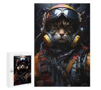 Puzzles pour Adultes1000 PCS Aviator Cat in Uniform Puzzles pour Adultes - Décoration Murale - Défi Difficile - Cadeaux Uniques d'anniversaire Et De Noël 1000 PCS