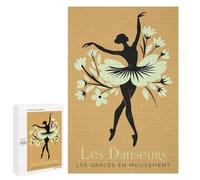 Puzzles pour Adultes1000 PCS Ballet Dancer Silhouette with Floral Tutu Puzzles pour Adolescents Jeux Relaxants pour S'amuser en Famille Activités Amusantes À La Maison 1000 PCS