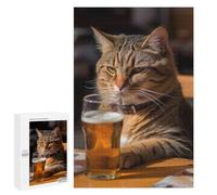 Puzzles pour Adultes1000 PCS Beer Drinking Cat Puzzles pour Adultes, Jeu De Réflexion, Décoration Intérieure, Aide À Stimuler Le Cerveau 1000 PCS