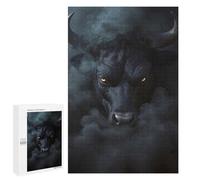 Puzzles pour Adultes1000 PCS Black Bull in Smoke Puzzles pour Adultes, Jeu De Réflexion, Décoration Intérieure, Aide À Stimuler Le Cerveau 1000 PCS