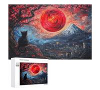 Puzzles pour Adultes1000 PCS Black Cat & Red Sun Puzzles pour Adultes - Jouets À Monter Soi-même - Décoration Murale - Cadeaux Uniques d'anniversaire Et De Noël 1000 PCS