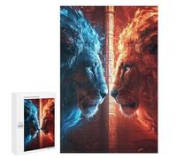 Puzzles pour Adultes1000 PCS Blue Vs Red Lions Epic Battle Puzzles pour Adultes - Jeu Familial - Cadeaux pour Femmes - Jeu Stimulant