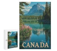 Puzzles pour Adultes1000 PCS Canada Wilderness - Majestic Mountains and Mirror Lake Travel Poster Puzzles pour Adultes - Jeu Familial - Cadeaux pour Femmes - Jeu Stimulant