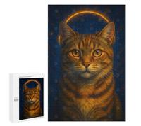 Puzzles pour Adultes1000 PCS Celestial Tabby Cat Portrait Puzzles pour Adultes, Jeu De Réflexion, Décoration Intérieure, Aide À Stimuler Le Cerveau 1000 PCS