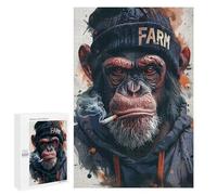 Puzzles pour Adultes1000 PCS Chill Monkey with Cigarette -1 Puzzle Décoratif Mural - Niveau Difficile - Idéal comme Cadeau pour Toute La Famille 1000 PCS
