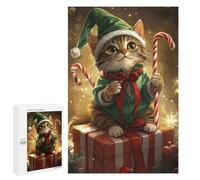 Puzzles pour Adultes1000 PCS Christmas Cat Elf Decorations Puzzles pour Adultes : des Activités Amusantes en Famille, des Cadeaux pour Les Amis Et La Famille 1000 PCS