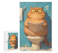 Puzzles pour Adultes1000 PCS Chubby Cat on Toilet Puzzles pour Adultes - Décoration Murale - Défi Difficile - Cadeaux Uniques d'anniversaire Et De Noël 1000 PCS
