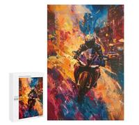 Puzzles pour Adultes1000 PCS City Speed Motorcycle Art Print Puzzles pour Adolescents pour S'amuser en Famille Difficile Et Stimulant Un pour Les Jeux 1000 PCS
