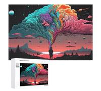 Puzzles pour Adultes1000 PCS Colorful Clouds and Trees in Fantasy Landscape Puzzles pour Adultes - Décoration Murale - Loisirs À La Maison - Activités Amusantes À Faire chez Soi 1000 PCS
