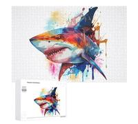 Puzzles pour Adultes1000 PCS Colorful Shark Art Print Puzzle Décoratif Mural - Niveau Difficile - Idéal comme Cadeau pour Toute La Famille 1000 PCS
