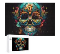 Puzzles pour Adultes1000 PCS Colorful Sugar Skull Artwork-3 Puzzles pour Adultes - Décoration Murale - Loisirs À La Maison - Activités Amusantes À Faire chez Soi 1000 PCS