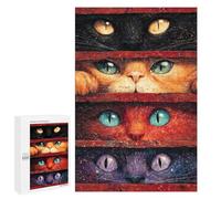 Puzzles pour Adultes1000 PCS Curious Cats Peeking Through Slats Puzzles pour Adultes, Jeux De Société, Décoration Intérieure, Cadeaux De Noël Et d'anniversaire 1000 PCS