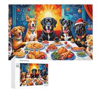 Puzzles pour Adultes1000 PCS Dogs Enjoying Festive Meal Puzzle Décoratif Mural - Niveau Difficile - Idéal comme Cadeau pour Toute La Famille 1000 PCS