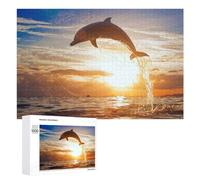Puzzles pour Adultes1000 PCS Dolphin Leaping at Sunset -4 Puzzles pour Adultes - Décoration Murale - Loisirs À La Maison - Activités Amusantes À Faire chez Soi 1000 PCS