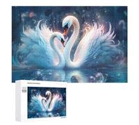 Puzzles pour Adultes1000 PCS Enchanted Swan Pair in Moonlight Puzzle Décoratif Mural - Niveau Difficile - Idéal comme Cadeau pour Toute La Famille 1000 PCS