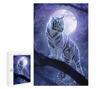 Puzzles pour Adultes1000 PCS Enchanted White Tiger Moonlit Forest -1 Puzzles pour Adolescents pour S'amuser en Famille Difficile Et Stimulant Un pour Les Jeux 1000 PCS
