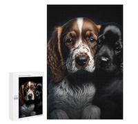 Puzzles pour Adultes1000 PCS English Cocker Spaniel Duo Puzzles pour Adolescents, Jouets Anti-Stress, Cadeaux pour Femmes, Activités Amusantes À La Maison 1000 PCS