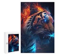 Puzzles pour Adultes1000 PCS Flaming Tiger Portrait -18 Puzzle Décoratif Mural - Niveau Difficile - Idéal comme Cadeau pour Toute La Famille 1000 PCS