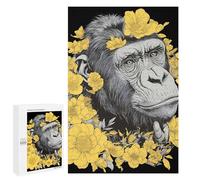 Puzzles pour Adultes1000 PCS Floral Gorilla Portrait Puzzles pour Adultes - Jeu De Réflexion, Analyse Et Logique - Cadeaux Anti-Stress 1000 PCS